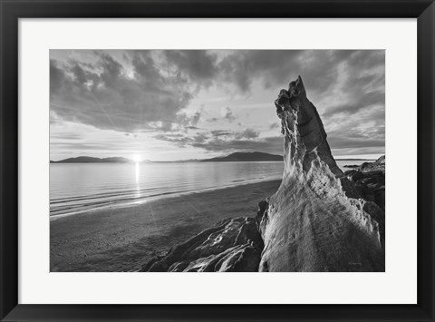 Framed Samish Bay Sunset I BW Print