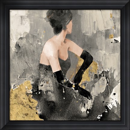 Framed Beautiful Gaze I Neutral Gold Print