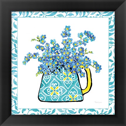 Framed Floral Teacup IV Vine Border Print