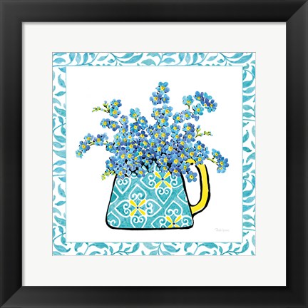 Framed Floral Teacup IV Vine Border Print