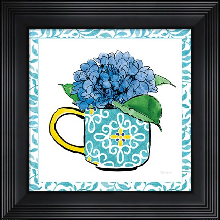Framed Floral Teacup III Vine Border Print