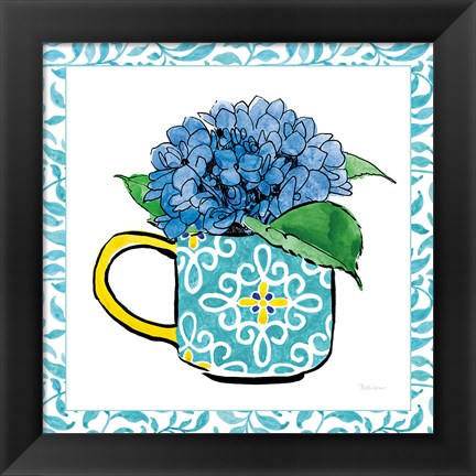 Framed Floral Teacup III Vine Border Print