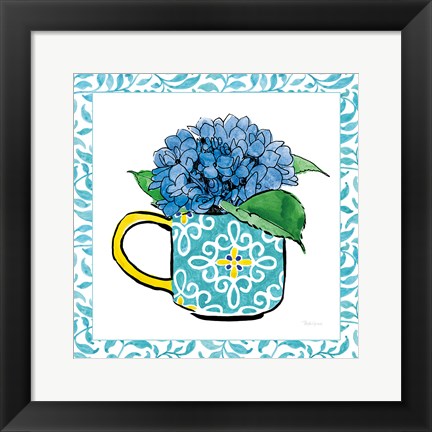 Framed Floral Teacup III Vine Border Print