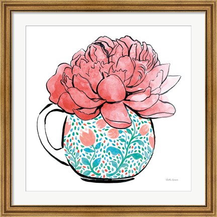 Framed Floral Teacups I Print