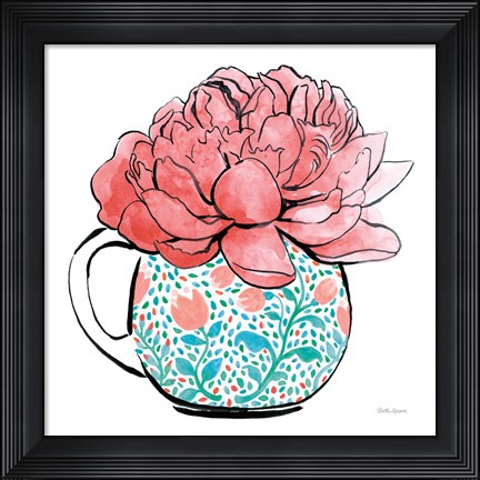 Framed Floral Teacups I Print