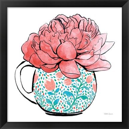 Framed Floral Teacups I Print