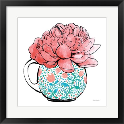 Framed Floral Teacups I Print