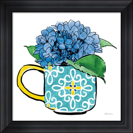Framed Floral Teacups III Print