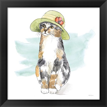 Framed Fancy Cats III Watercolor Print