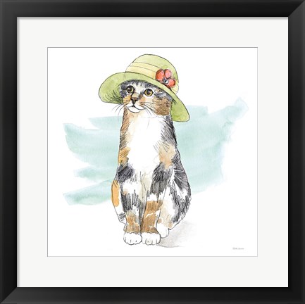 Framed Fancy Cats III Watercolor Print