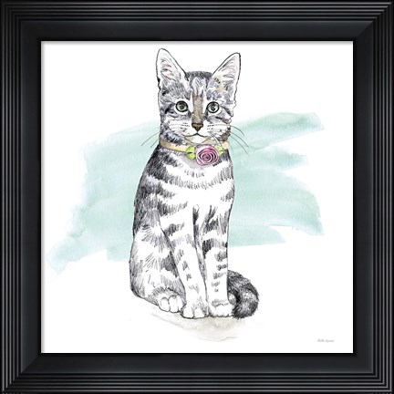 Framed Fancy Cats I Watercolor Print