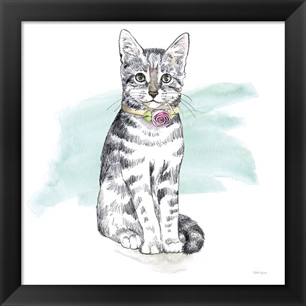 Framed Fancy Cats I Watercolor Print