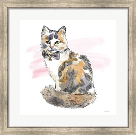 Framed Fancy Cats II Watercolor Print