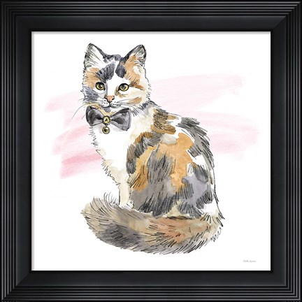 Framed Fancy Cats II Watercolor Print