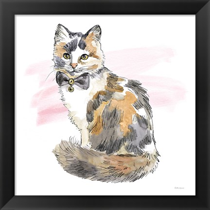 Framed Fancy Cats II Watercolor Print