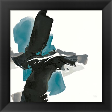 Framed Black and Teal IV Print