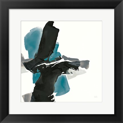 Framed Black and Teal IV Print