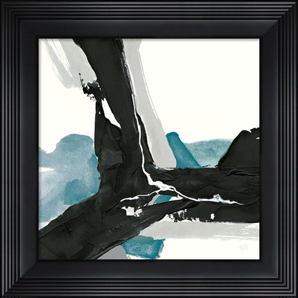 Framed Black and Teal III Print