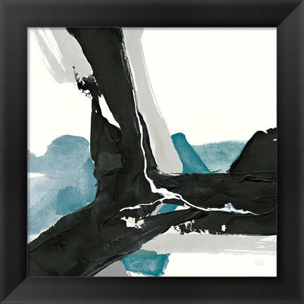 Framed Black and Teal III Print