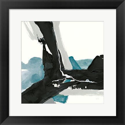 Framed Black and Teal III Print