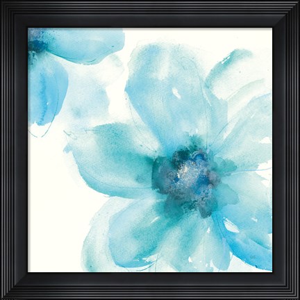 Framed Teal Cosmos I Print