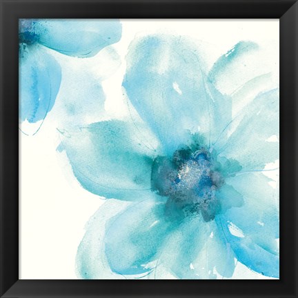 Framed Teal Cosmos I Print