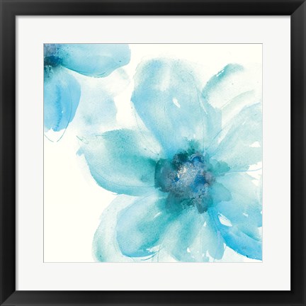 Framed Teal Cosmos I Print