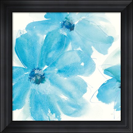 Framed Aqua Mint Clematis I Print