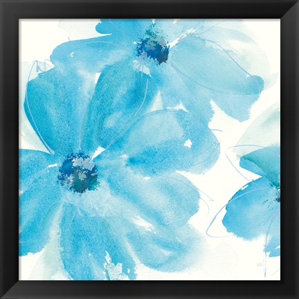 Framed Aqua Mint Clematis I Print