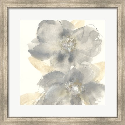Framed Floral Gray II Print