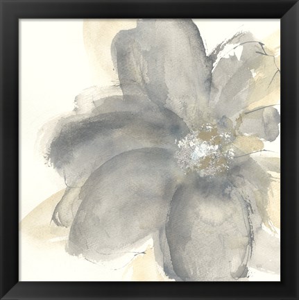 Framed Floral Gray I Print