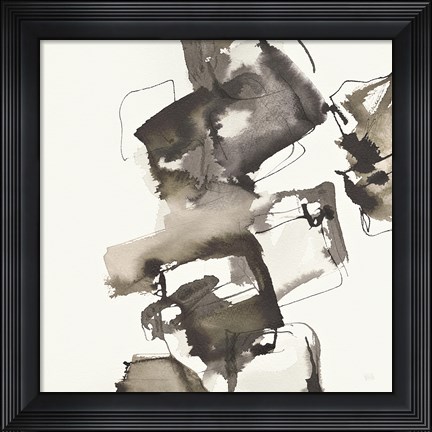 Framed Stacked I Greige Print