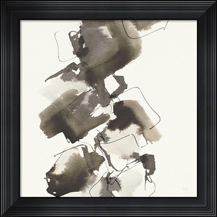 Framed Stacked II Greige Print