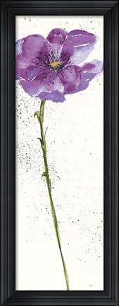 Framed Mint Poppies I in Purple Crop Print