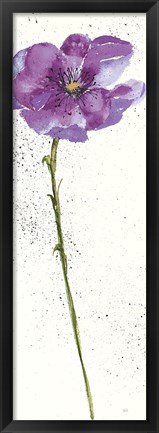Framed Mint Poppies I in Purple Crop Print