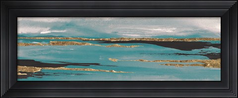 Framed Gilded Storm II Teal Grey Crop Print