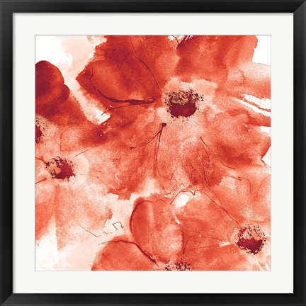 Framed Seashell Cosmos I Red and Orange Print