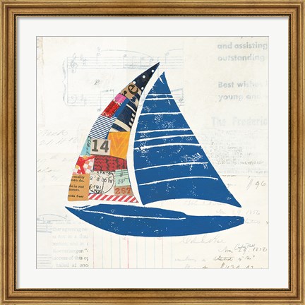 Framed Nautical Collage IV on Newsprint Print