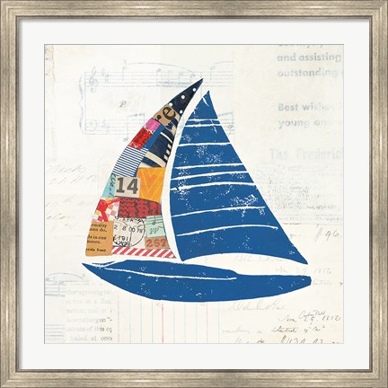 Framed Nautical Collage IV on Newsprint Print