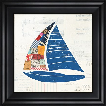 Framed Nautical Collage IV on Newsprint Print