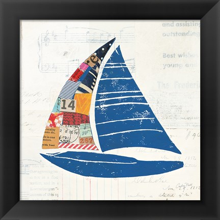 Framed Nautical Collage IV on Newsprint Print