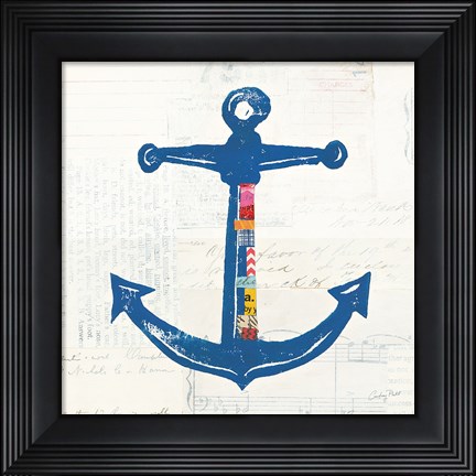 Framed Nautical Collage III on Newsprint Print