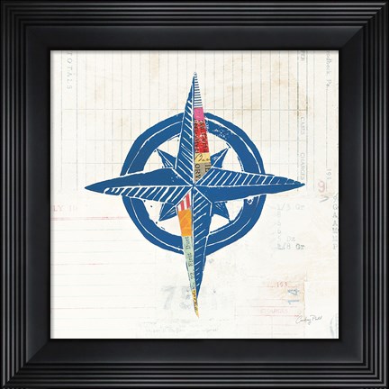 Framed Nautical Collage I on Newsprint Print