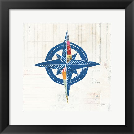 Framed Nautical Collage I on Newsprint Print