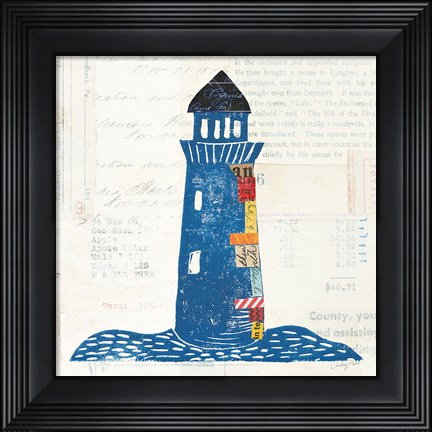 Framed Nautical Collage II on Newsprint Print