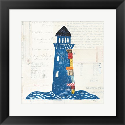 Framed Nautical Collage II on Newsprint Print