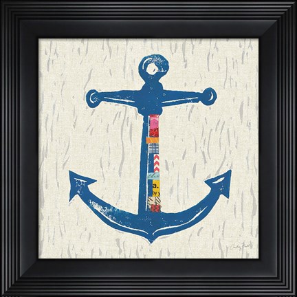 Framed Nautical Collage III on Linen Print