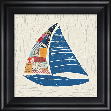 Framed Nautical Collage IV on Linen Print