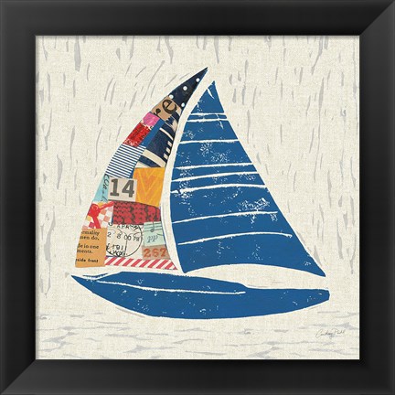 Framed Nautical Collage IV on Linen Print