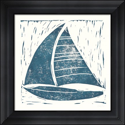 Framed Nautical Collage on White IV Print